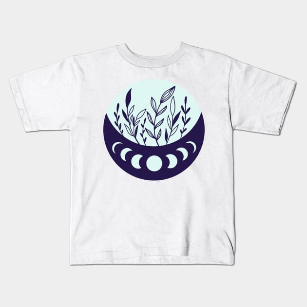 Flower Moon Silhouette Kids T-Shirt by ontheoutside